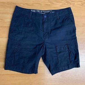 EUC Nautica Cargo Shorts Men's Size 34W Navy Blue Outdoor Modern Fit